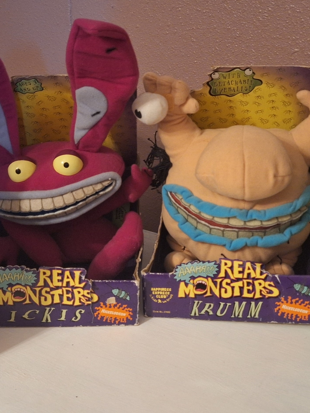 Nickelodeon Real Monsters Krumm & Zimnicki Plush Set (Pink, Tan, Blue Accents)